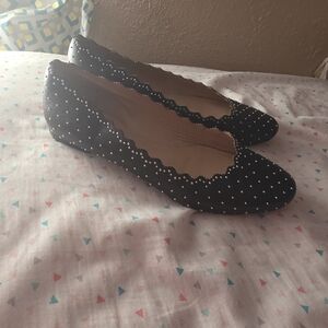 Chloe Black Studded Scalloped Flats